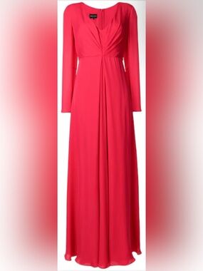 Giorgio Armani Red Silk Long Flowy Gown IT42
